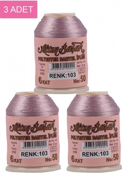 3 Adet Altınbaşak Oya ve Dantel Ipi 20 gr - - No: 103