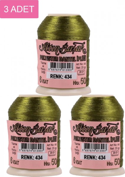 3 Adet Altınbaşak Oya ve Dantel Ipi 20 gr - - No: 434