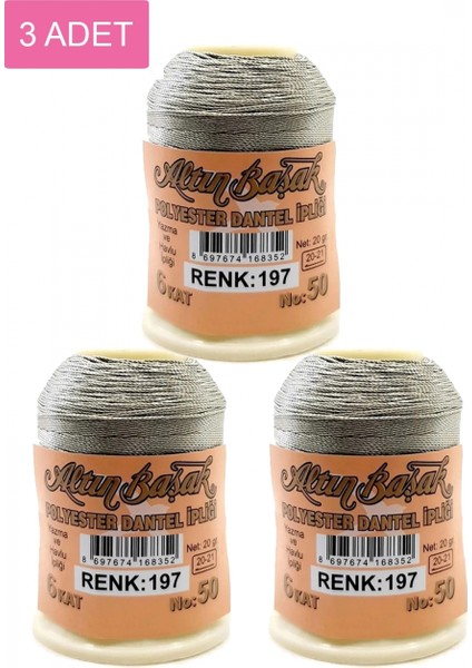 3 Adet Altınbaşak Oya ve Dantel Ipi 20 gr - - No: 197