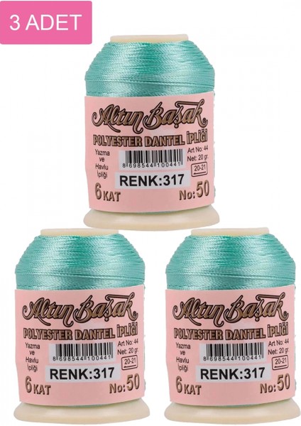 3 Adet Altınbaşak Oya ve Dantel Ipi 20 gr - - No: 317