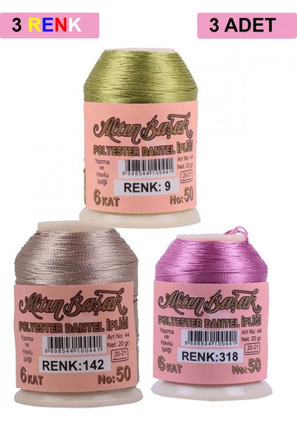 3 Adet Altınbaşak Oya ve Dantel Ipi 20 gr - - No: 142 - 318 - 009