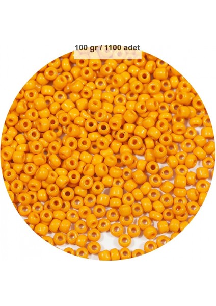 Turuncu Renk 4 mm Yaklaşık 1100 Adet / 100 Gram Cam Boncuk Oya Yazma Bileklik ve Kolye