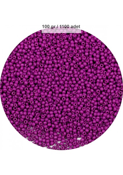 Fuşya Renk 4 mm Yaklaşık 1100 Adet / 100 Gram Cam Boncuk Oya Yazma Bileklik ve Kolye