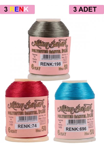 3 Adet Altınbaşak Oya ve Dantel Ipi 20 gr - - No: 074 - 696 - 198