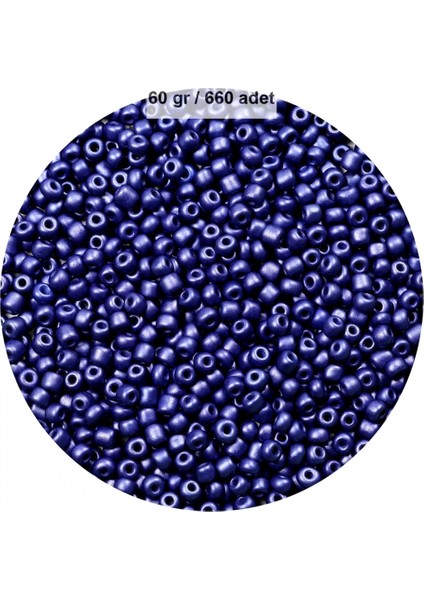 Lacivert Renk 4 mm Yaklaşık 660 Adet / 60 Gram Cam Boncuk Oya Yazma Bileklik ve Kolye