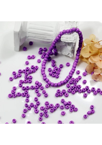 Mor Renk 4 mm Yaklaşık 660 Adet / 60 Gram Cam Boncuk Oya Yazma Bileklik ve Kolye modelleri