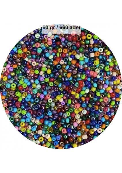 Karışık Renk 4 mm Yaklaşık 660 Adet / 60 Gram Cam Boncuk Oya Yazma Bileklik ve Kolye