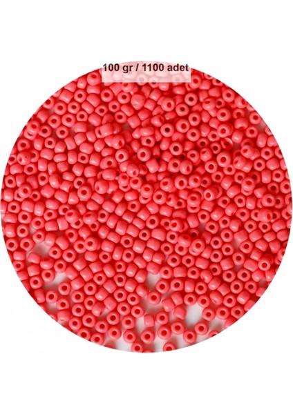 Karpuz Pembesi Renk 4 mm Yaklaşık 1100 Adet / 100 Gram Cam Boncuk Oya Yazma Bileklik ve Kolye