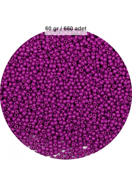 Fuşya Renk 4 mm Yaklaşık 660 Adet / 60 Gram Cam Boncuk Oya Yazma Bileklik ve Kolye