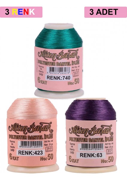 3 Adet Altınbaşak Oya ve Dantel Ipi 20 gr - - No: 423 - 063 - 740