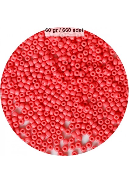 Karpuz Pembesi Renk 4 mm Yaklaşık 660 Adet / 60 Gram Cam Boncuk Oya Yazma Bileklik ve Kolye