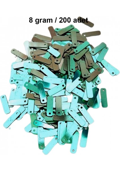 Yeşil 15 x 5 mm Dantel Oya Yazma Halhal Abiye Lazer Kesim Pul 200 Adet / 8 Gram