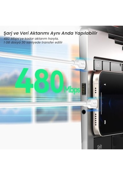 27W Type-C To Lightning iPhone iPad Uyumlu Pd Hızlı Şarj ve Data Kablosu 1.2 Metre fiyatları