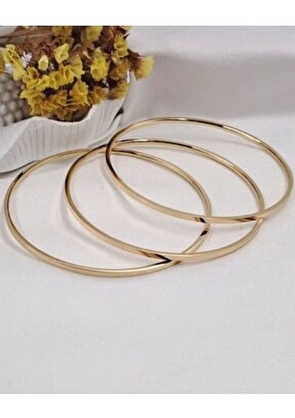 X-lady Altın Renk İnce Ajda Bilezik Seti 3 Adet Paslanmaz Çelik Uzun Süreli Kullanım için indirimleri