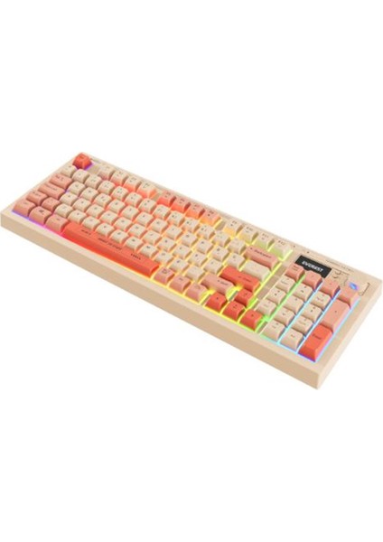 KB-85 SILENT PRO Kablosuz Bej-Pembe-Turuncu SESSİZ RGB Wireless 2.4Ghz Q Oyuncu Klavyesi