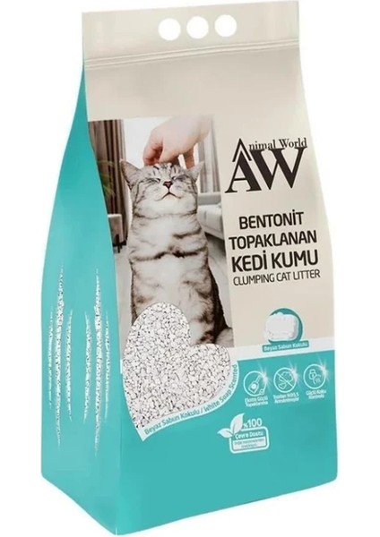 Beyaz Sabun Kokulu Topaklanan 10 Lt Bentonit Kedi Kumu