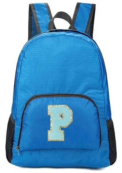 A 1583(P) Taşınabilir Açık Hava Yürüyüş Banliyö Yeşil Harf Işlemeli Logo Deseni Yeni Erkek ve Kadın Çok Yönlü Büyük Kapasiteli Sırt Çantası (Yurt Dışından)