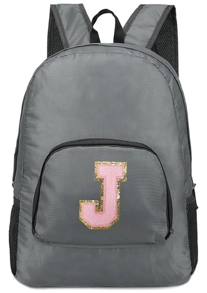 A 1551(J) Erkek ve Kadın Çok Yönlü Pembe Harf Işlemeli Logo Deseni Büyük Kapasiteli Taşınabilir Açık Hava Yürüyüş ve Işe Gidiş Sırt Çantası (Yurt Dışından)