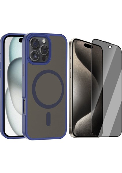 iPhone 16 Pro Max Kılıf M-safe Şarj Özellikli Mat Arka Yüzey Zore Sio Kapak + Hayalet Ekran Koruyucu