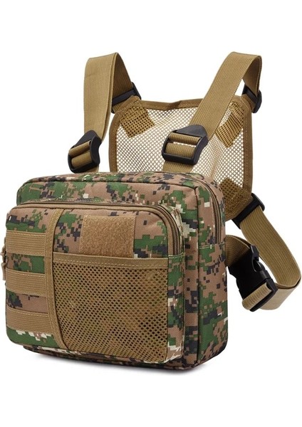 Yeşil Açık Taktik Göğüs Çantası Koşu Spor Yelek Çantası Kamuflaj Fonksiyonlu Trendy Sırt Çantası Eğlence Yelek Çantası Göğüs Pannier Kesesi Erkek Çantası (Yurt Dışından)