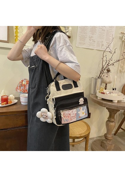Siyah Rahat Moda Kawaii Sırt Çantası Kawaii Pimleri ve Aksesuarları ile Omuz Çantası Fermuarlı Kawaii Okul Sırt Çantası Açık Hediye Için (Yurt Dışından) fiyatları