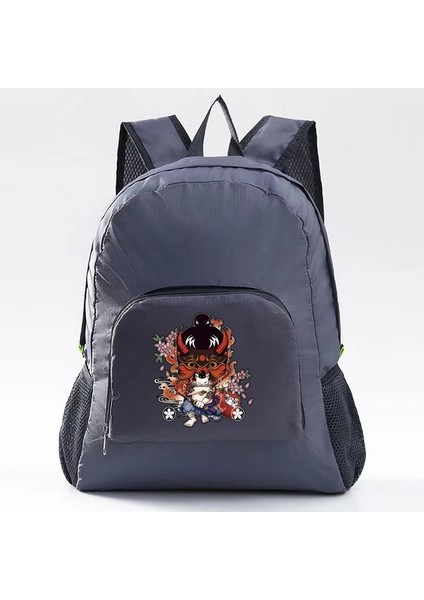 10SAMURAI021 Katlanabilir Sırt Çantası Yüksek Kapasiteli Ultralight Seyahat Çantası Yürüyüş Sırt Çantası Erkekler Kadınlar Için Samurai Desen Doğa Sporları Sırt Çantası (Yurt Dışından)