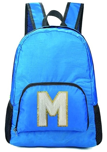 A 1528 (M) Beyaz Harf Işlemeli Logo Desenli Erkek ve Kadın Çok Yönlü Büyük Kapasiteli Taşınabilir Açık Hava Yürüyüş ve Işe Gidiş Sırt Çantası (Yurt Dışından)