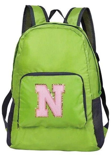 A 1555(N) Taşınabilir Açık Hava Yürüyüşü Banliyö Pembe Harf Işlemeli Logo Deseni Yeni Erkek ve Kadın Çok Yönlü Büyük Kapasiteli Sırt Çantası (Yurt Dışından)