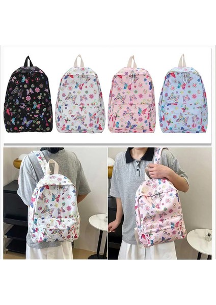 Siyah Öğrenci Okul Çantası Kelebekler Baskı Rahat Kitap Çantaları Naylon Büyük Kapasiteli Sevimli Moda Basit Çiçek Açık Kamp Için (Yurt Dışından) modelleri