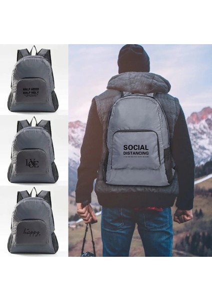 10TEXT005 Hafif Katlanabilir Sırt Çantası Spor Seyahat Yürüyüş Tırmanma Çantası Metin Baskılı Taşınabilir Açık Paketi Kadın Erkek Seyahat Depolama (Yurt Dışından) fiyatları