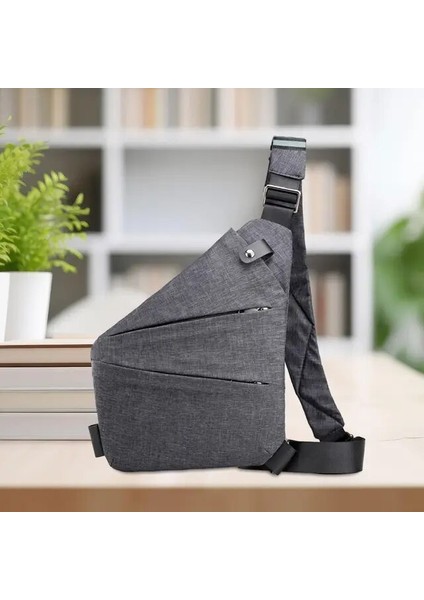 Gri Sağ Tek Kollu Çanta Erkekler Için Omuz Sırt Çantası Crossbody Çanta Sırt Çantası Omuz Çantası Göğüs Çantası Açık Balıkçılık Kamp Yürüyüş Bisiklet (Yurt Dışından)