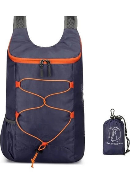 Derin Mavi Taşınabilir Katlanabilir Sırt Çantası Için Büyük Hafif Paketlenebilir Su Geçirmez Açık Hava Seyahat Kamp Yürüyüş ve Alışveriş Için (Yurt Dışından)