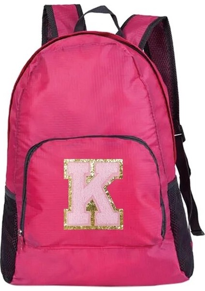 A 1552(K) Yeni Erkek ve Kadın Çok Yönlü Büyük Kapasiteli Taşınabilir Pembe Mektup Işlemeli Logo Açık Hava Yürüyüş ve Işe Gidiş Sırt Çantası (Yurt Dışından)