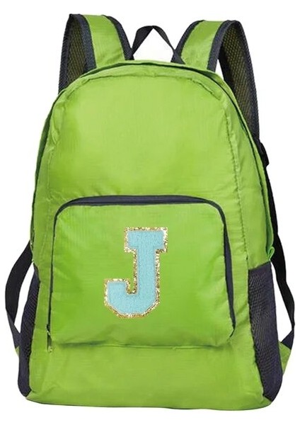 A 1577(J) Yeni Erkek ve Kadın Çok Yönlü Yeşil Mektup Işlemeli Logo, Büyük Kapasiteli Taşınabilir Açık Hava Yürüyüşü ve Işe Gidiş Sırt Çantası (Yurt Dışından)