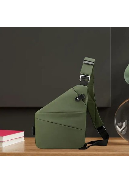 Yeşil Sağ Tek Kollu Çanta Erkekler Için Omuz Sırt Çantası Crossbody Çanta Sırt Çantası Omuzdan Askili Çanta Göğüs Çantası Açık Havada Balıkçılık Kamp Yürüyüş Bisiklet (Yurt Dışından)
