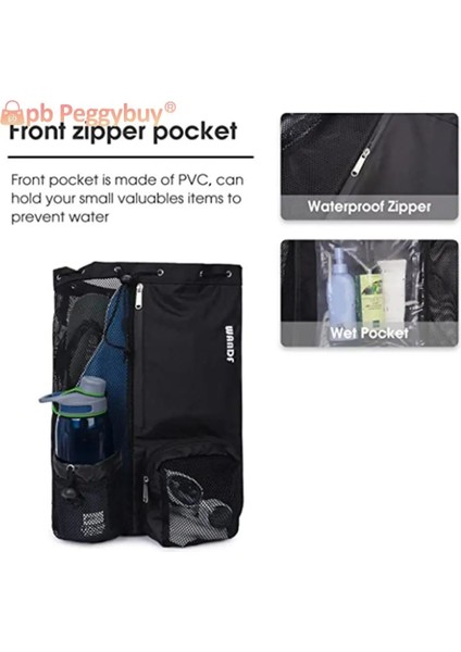 Siyah Plaj Depolama Sırt Çantaları Ipli Yüzme Çantası Islak Cepler ile Örgü Futbol Topu Sırt Çantaları Unisex Açık Spor Omuz Çantaları (Yurt Dışından) indirimleri