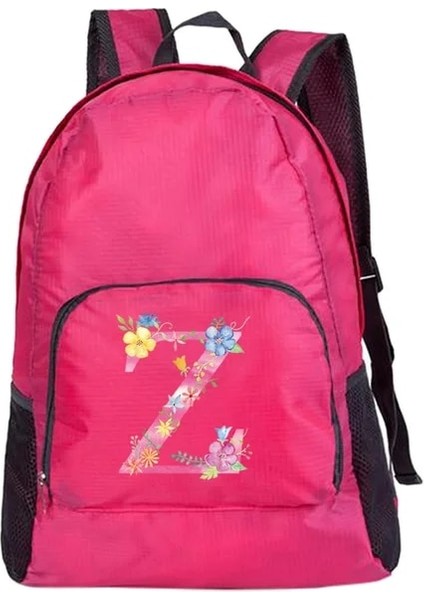 10PEMBE Z Naylon Su Geçirmez Seyahat Sırt Çantaları Erkekler Seyahat Çantaları Yürüyüş Sırt Çantası Açık Spor Okul Çantası Pembe Mektup Desen Kadın Sırt Çantası (Yurt Dışından)