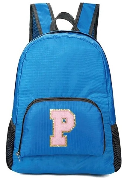 A 1557(P) Pembe Harf Işlemeli Logo Desenli Erkek ve Kadın Çok Yönlü Büyük Kapasiteli Taşınabilir Açık Hava Yürüyüş ve Işe Gidiş Sırt Çantası (Yurt Dışından)