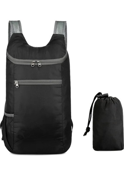 Siyah Gri 2023 Açık Katlanabilir Sırt Çantası Erkek Kadın Günlük Eğlence Ultralight Paketlenebilir Sırt Çantaları Öğrenci Yürüyüş Küçük Su Geçirmez Çanta 20-35L (Yurt Dışından)