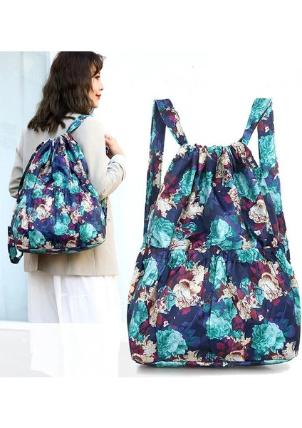 Stil 8 Retro Ipli Sırt Çantası Kadın Büyük Kapasiteli Naylon Katlanır Taşınabilir Alışveriş Çantası Açık Seyahat Omuz Çantası Paket Cep (Yurt Dışından) fırsatları