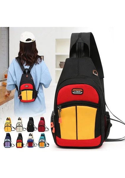 B Açık Sırt Çantası Kızlar Seyahat Mini Göğüs Çantası Erkekler Rahat Naylon Kanvas Çantalar Yeni Dikiş Renk Çok Fonksiyonlu Cep Telefonu Çantası (Yurt Dışından) fiyatları