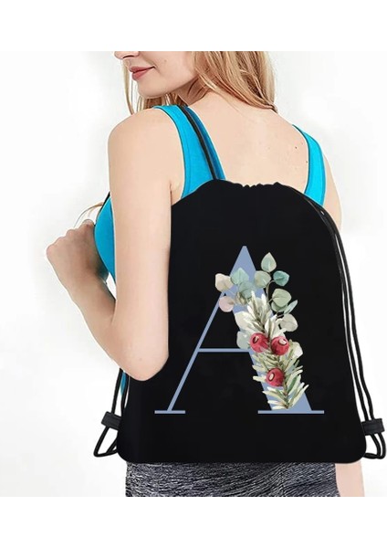 2blue J Sırt Çantası Ipli Sırt Çantaları Spor Çantası Omuz Çantaları Kadın Rahat Kanvas Çift Erkekler Açık Seyahat Organizatör Mavi Mektup Baskı (Yurt Dışından) fırsatları