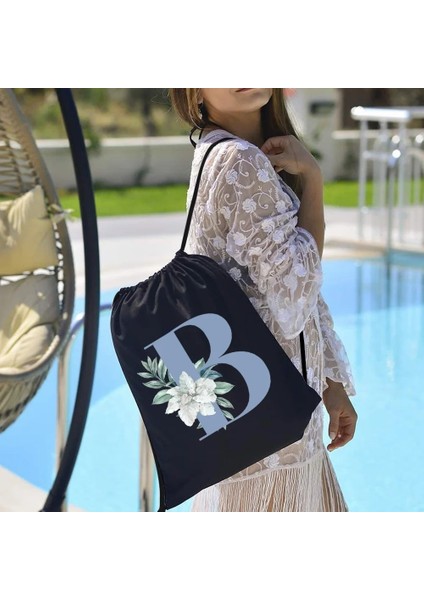 2blue J Sırt Çantası Ipli Sırt Çantaları Spor Çantası Omuz Çantaları Kadın Rahat Kanvas Çift Erkekler Açık Seyahat Organizatör Mavi Mektup Baskı (Yurt Dışından) indirimleri