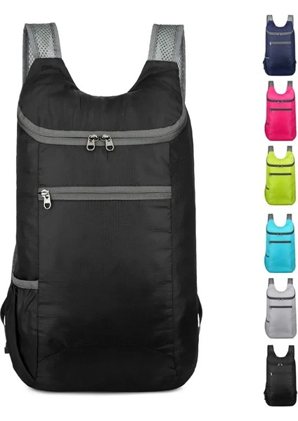 Siyah 20L Su Geçirmez Katlanır Sırt Çantası Hafif Kamp Sırt Çantası Açık Çanta Erkek Kadın Büyük Kapasiteli Seyahat Yürüyüş Mochilas (Yurt Dışından) modelleri