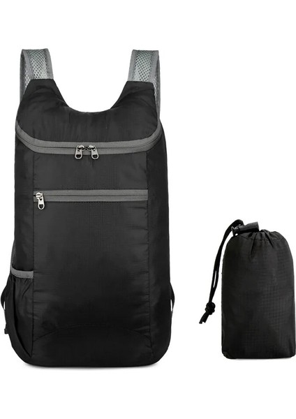 Siyah 20L Su Geçirmez Katlanır Sırt Çantası Hafif Kamp Sırt Çantası Açık Çanta Erkek Kadın Büyük Kapasiteli Seyahat Yürüyüş Mochilas (Yurt Dışından) indirimleri