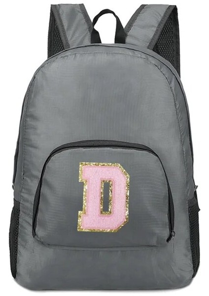 A 1545(D) Erkek ve Kadın Çok Yönlü Pembe Harf Işlemeli Logo Deseni Büyük Kapasiteli Taşınabilir Açık Hava Yürüyüş ve Işe Gidiş Sırt Çantası (Yurt Dışından)