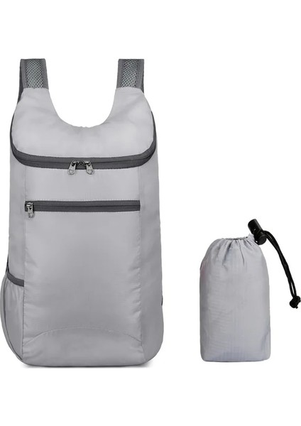 Gri Yüksek Kapasiteli Çanta Hafif Taşınabilir Sırt Çantası Katlanabilir Su Geçirmez Katlanır Ultralight Paketi Kadın Erkek Açık Seyahat Yürüyüş (Yurt Dışından)