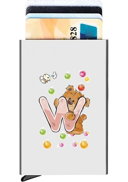 Bearw Alüminyum Anti Rfid Kart Tutucu Nfc Engelleme Okuyucu Kilidi Kimlik Banka Kartı Koruması Otomatik Açılır Kredi Kartı Kılıfı Ayı Deseni (Yurt Dışından)