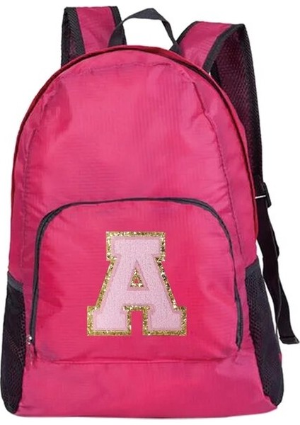 A 1542(A) Yeni Erkek ve Kadın Çok Yönlü Büyük Kapasiteli Taşınabilir Pembe Mektup Işlemeli Logo Açık Hava Yürüyüş ve Işe Gidiş Sırt Çantası (Yurt Dışından)