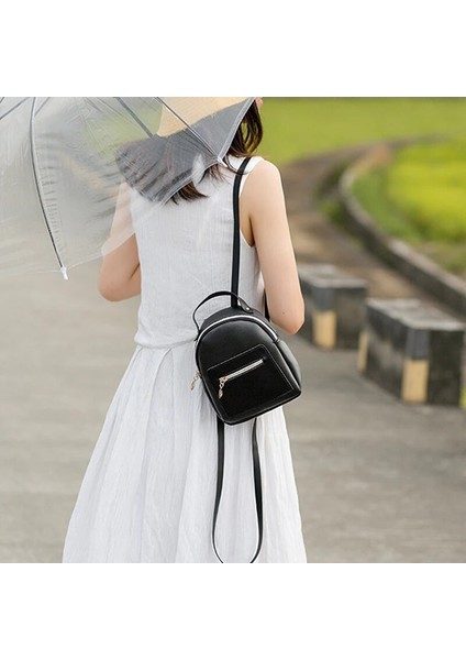 Pembe Kadın Sırt Çantası Fermuar Büyük Kapasiteli Pu Deri Moda Seyahat Cep Telefonu Açık Yürüyüş Düz Renk Çanta 2023 Yeni (Yurt Dışından) fırsatları